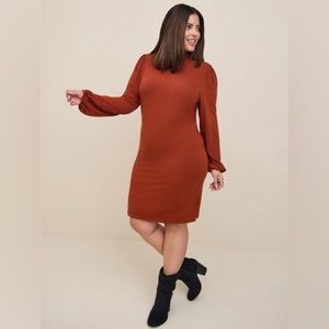 TORRID Mini Jersey Blouson Sleeve Bodycon Dress Brandy Brown 4X